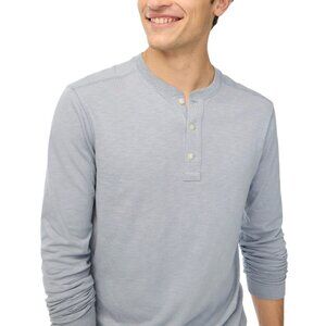 J. CREW Long-sleeve Henley in Slub Cotton Slate Blue Size Large